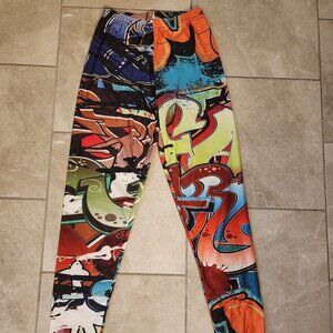 Graffiti Street Art Paint Yoga Athleisure Leggings Yoga Fitness pants size S
